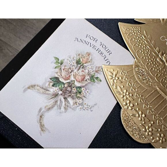 Vintage 1960s Greeting Card 50th Gold Wedding Anniversary Lot 5 Hallmark Gibson - Picture 5 of 11